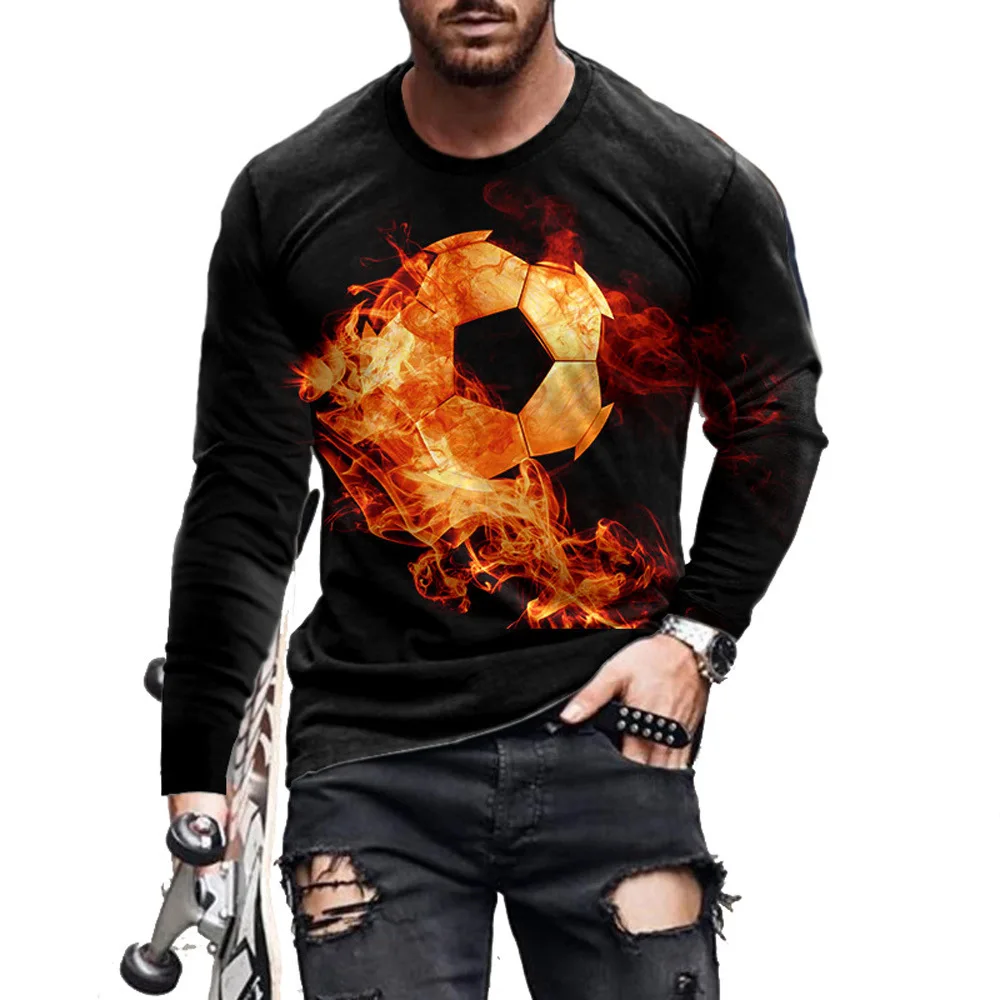 2024 European and American Men's Spring and Autumn 3D Digital Printing Trendy Fashion New Product Round Neck Men's Top T-shirt