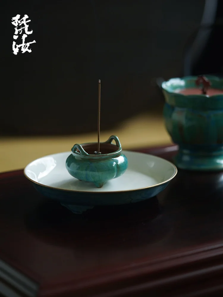 

Официальная зеленая глазурь Fanru Zen, курильница с крупной керамикой в японском стиле, трехногие благовония