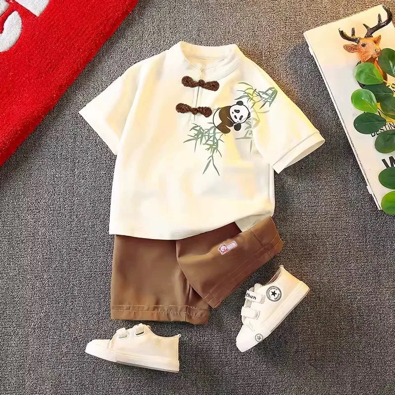 

Summer Children's Hanfu Suit Boys' Summer New Chinese Tang Suit Baby Summer Chinese Style Short Sleeve Suit