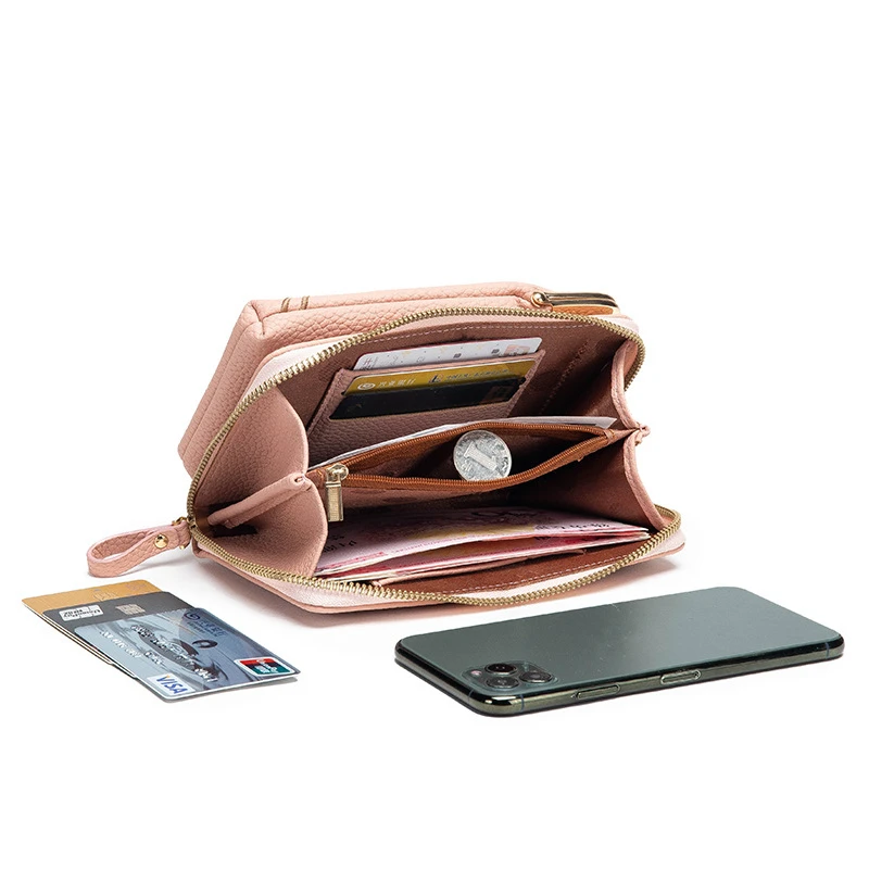 PU Leather Women Wallets Business Credit Card Holder Fashion Messenger One-Shoulder Mobile Phone Bags Clutch Ladies Coin Purse