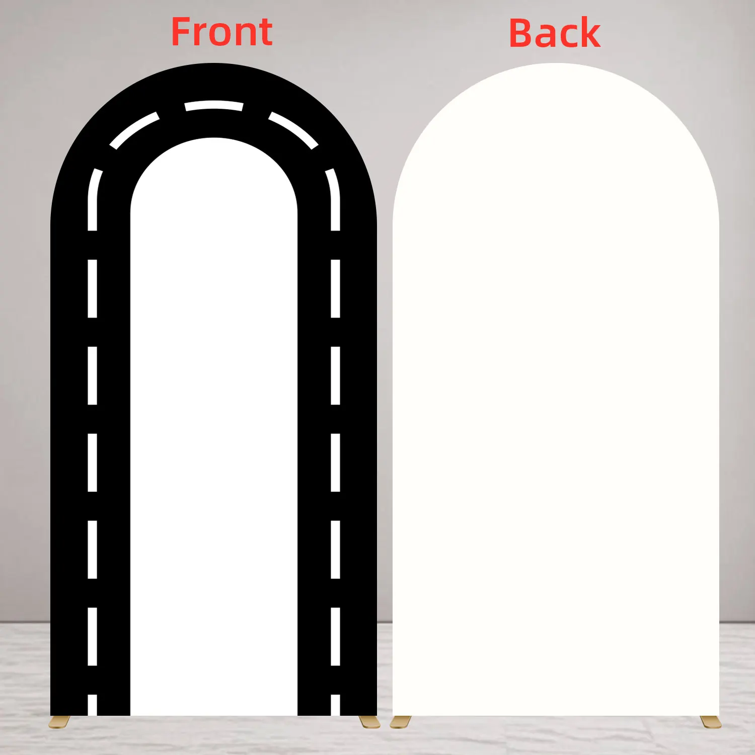 1*2m Racing Party Arch Bakcdrop Cover Double Sided Black White Race Track Arch Spandex Cover  for Birthday Party Baby Shower Dec