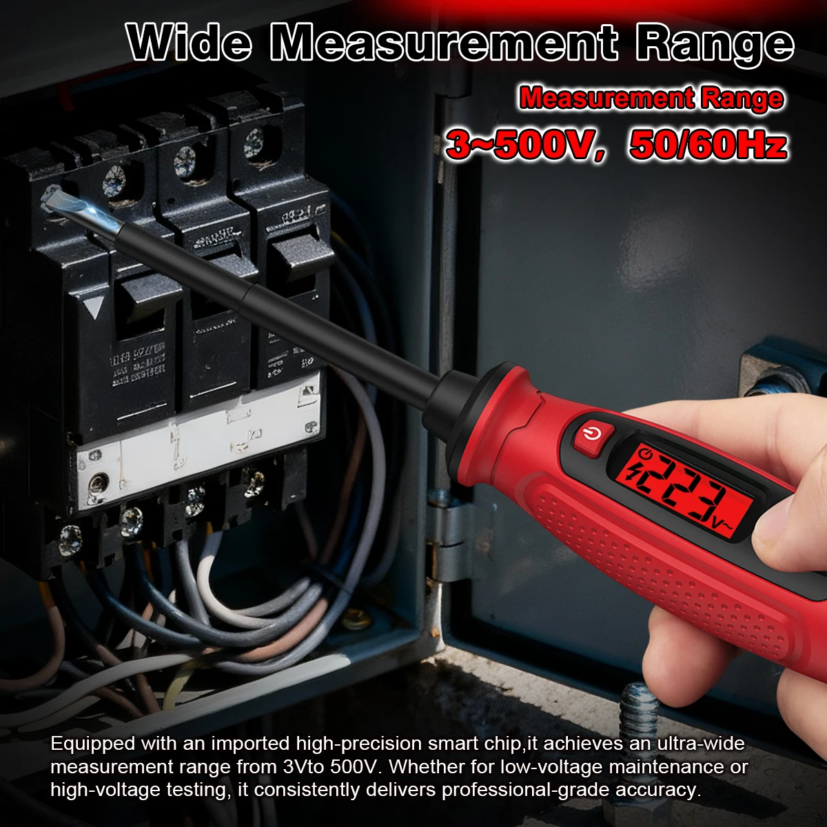 HT95B Digitaler AC-Spannungsprüfer Schraubendreher 3V-500V Berührungsloser Spannungsdetektor Leiter-/Neutralleiter-Test LCD-Anzeige Elektrischer Prüfstift – Detail 9