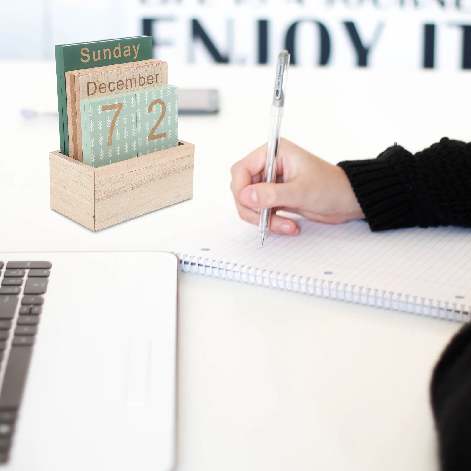 Kalender blok kayu Mini, kalender meja abadi, dekorasi rumah perlengkapan kantor