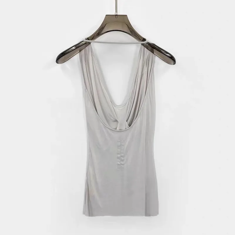 HKSH 2026 Summer New Women Vest Dark RO Style Draped Ruched Halter Neck Sexy Backless Sleeveless Slimming Trend Tank Top HK18694