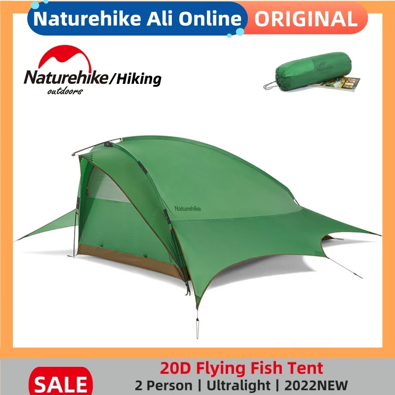 

Палатка Naturehike Flying Fish для кемпинга на открытом воздухе Сверхлегкая ветроустойчивая водостойкая палатка для походов на природу 20D Палатка Портативная двойная зеленая палатка