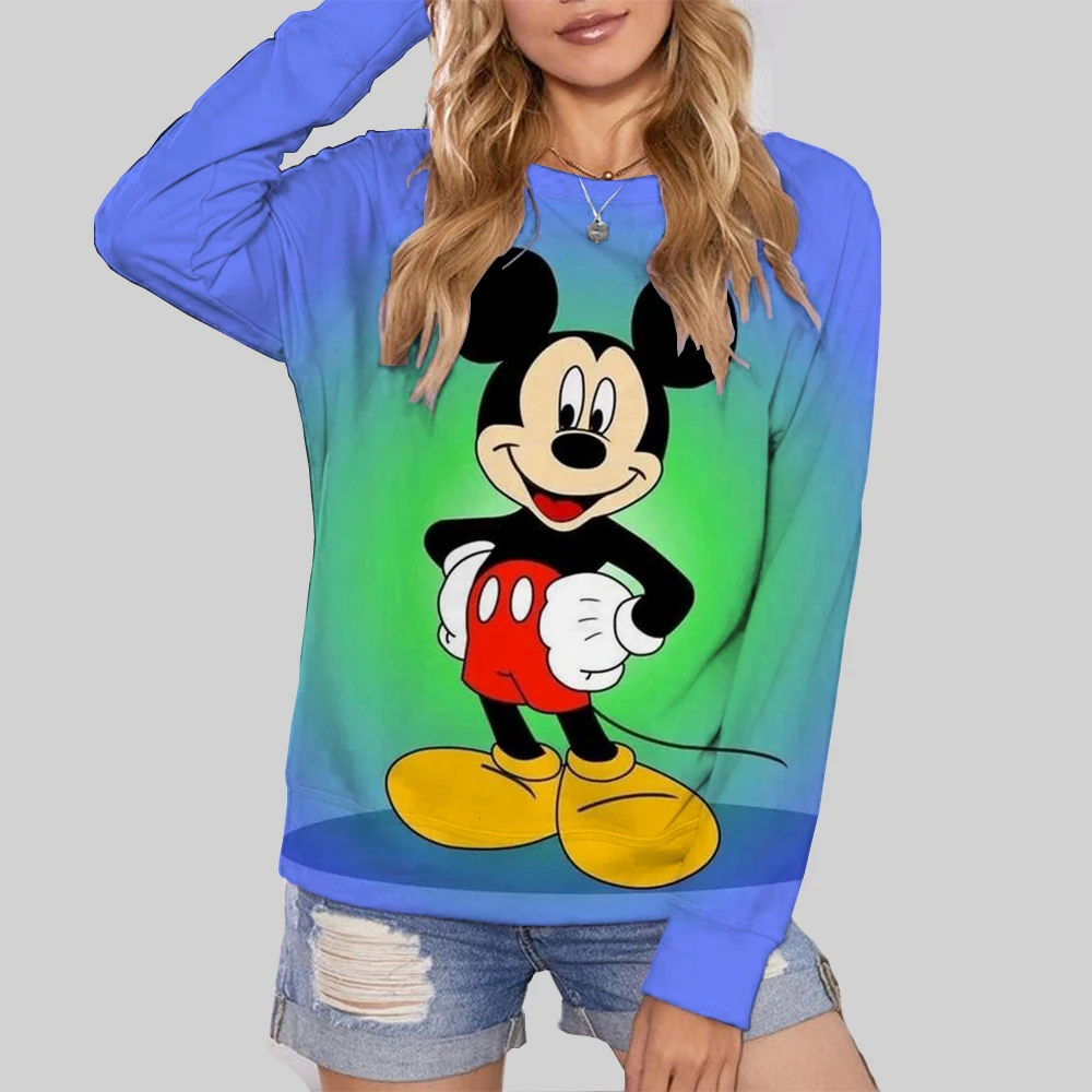 Korean popular clothes Fashion Autumn Loose O-neck Ins Couple Casual Cartoon Mickey Mouse Print Long Sleeve Sweatshirts