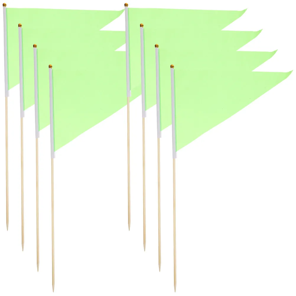 8Pcs Garden Marking Flags Triangle Bright Colored Durable Bamboo Polyester for Yard Lawn Sprinkler Irrigation Cleaning