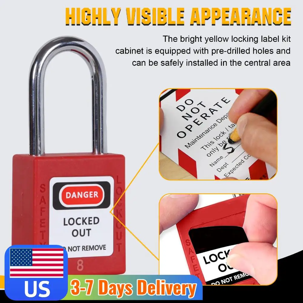 

Станция блокировки с 20 предохранительными замками, 6 защелками, 60 бирками. Комплект для электробезопасности (LOTO) для электрических работ.