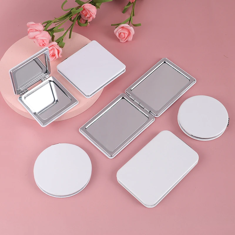 Miroir de maquillage portable en métal, étui rond, miroir de poche double face, accessoires, GU346