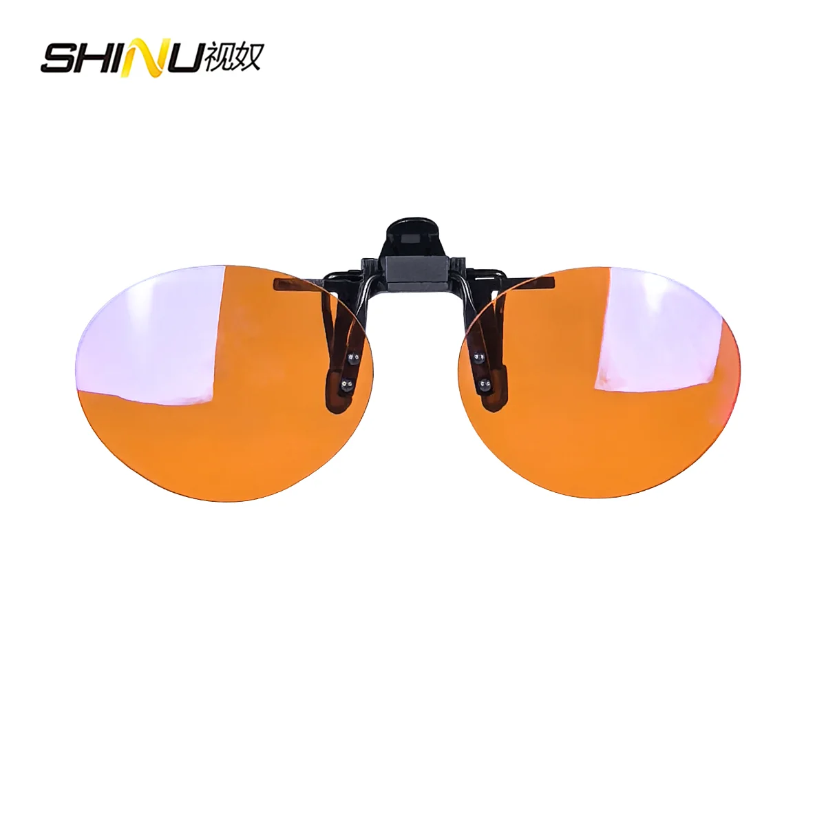 SHINU Rote Linsen-Clip-On-Brille zum Schlafen besser, runde orangefarbene Linse für Spiele oder Arbeiten, gelbe Linsen, Nachtsicht zum Fahren – Detail 7