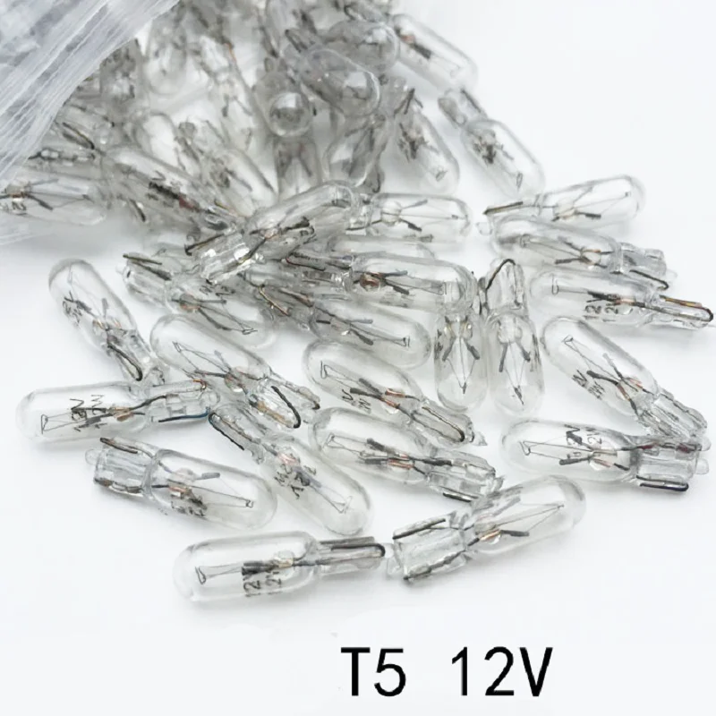 10/20/30pcs W2W T5 12v 1.2w White Car Halogen Lamp Clear Red Instrument Lights Dashboard Bulb  Auto Interior Light Car Styling