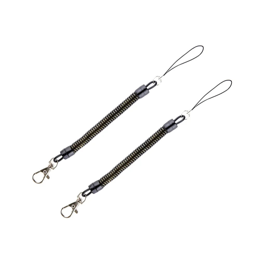 2 قطعة سلسلة المفاتيح حبل الربيع لفائف مطاطا سوار قابل للسحب مفتاح Fobs المنظم الأسود المفاتيح الربيع لفائف قابل للسحب حبل