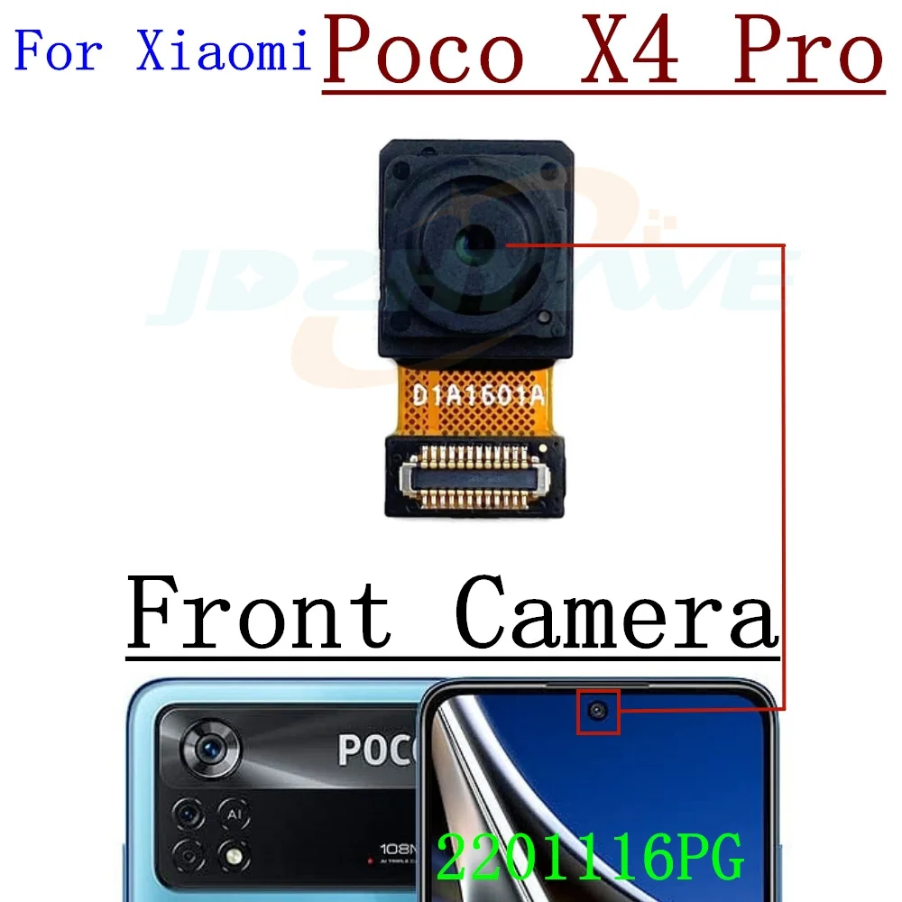 Rear Front Camera For Xiaomi Poco X5 X4 Pro X5pro Frontal Selfie Facing Main Back Wide Camera Module Flex Cable Parts