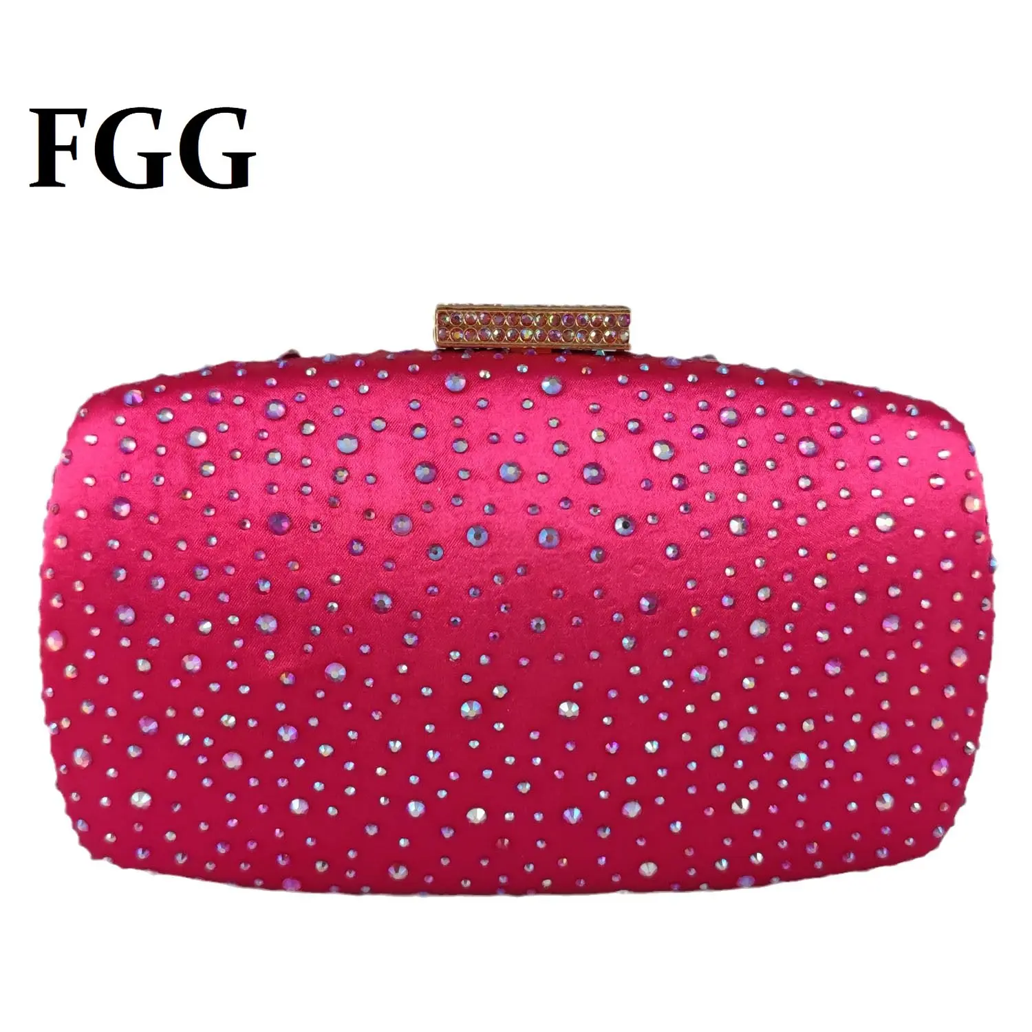 Boutique De FGG kobiety fuksja torby wieczorowe i sprzęgła Party kolacja torebka z kryształkami dla nowożeńców torebki i portmonetki