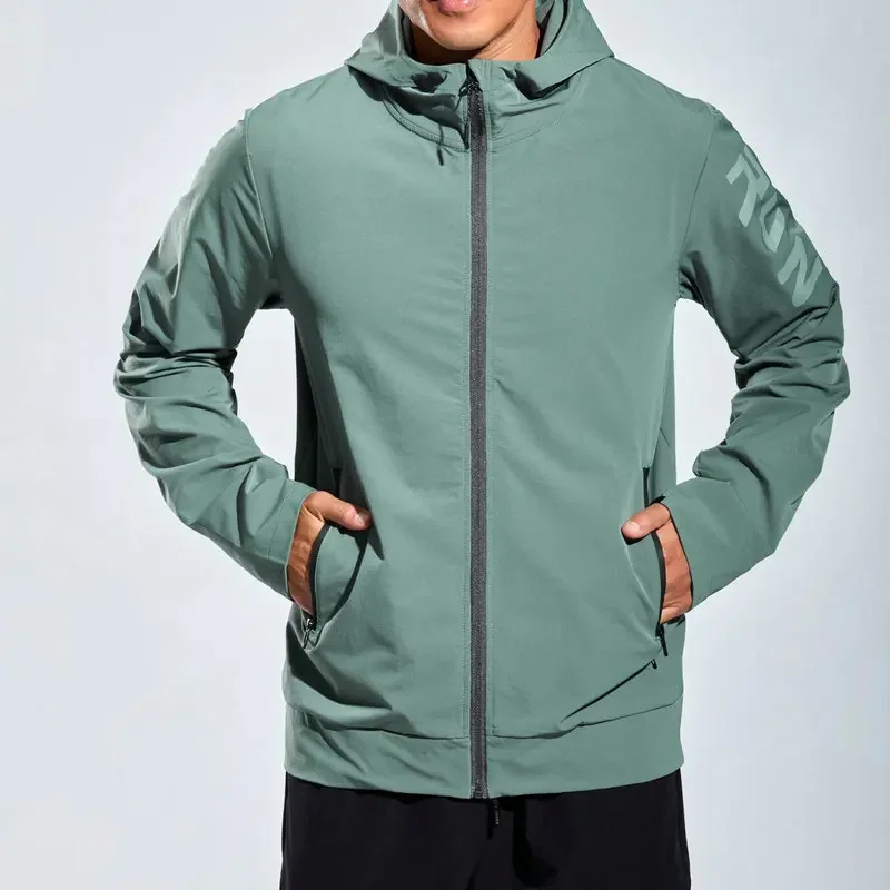 Men Gym Sportswear Windbreaker Hooded Top Men's Jackets Hoodie Outwear Workout Sports Jacket Fitness Running Windproof Coats