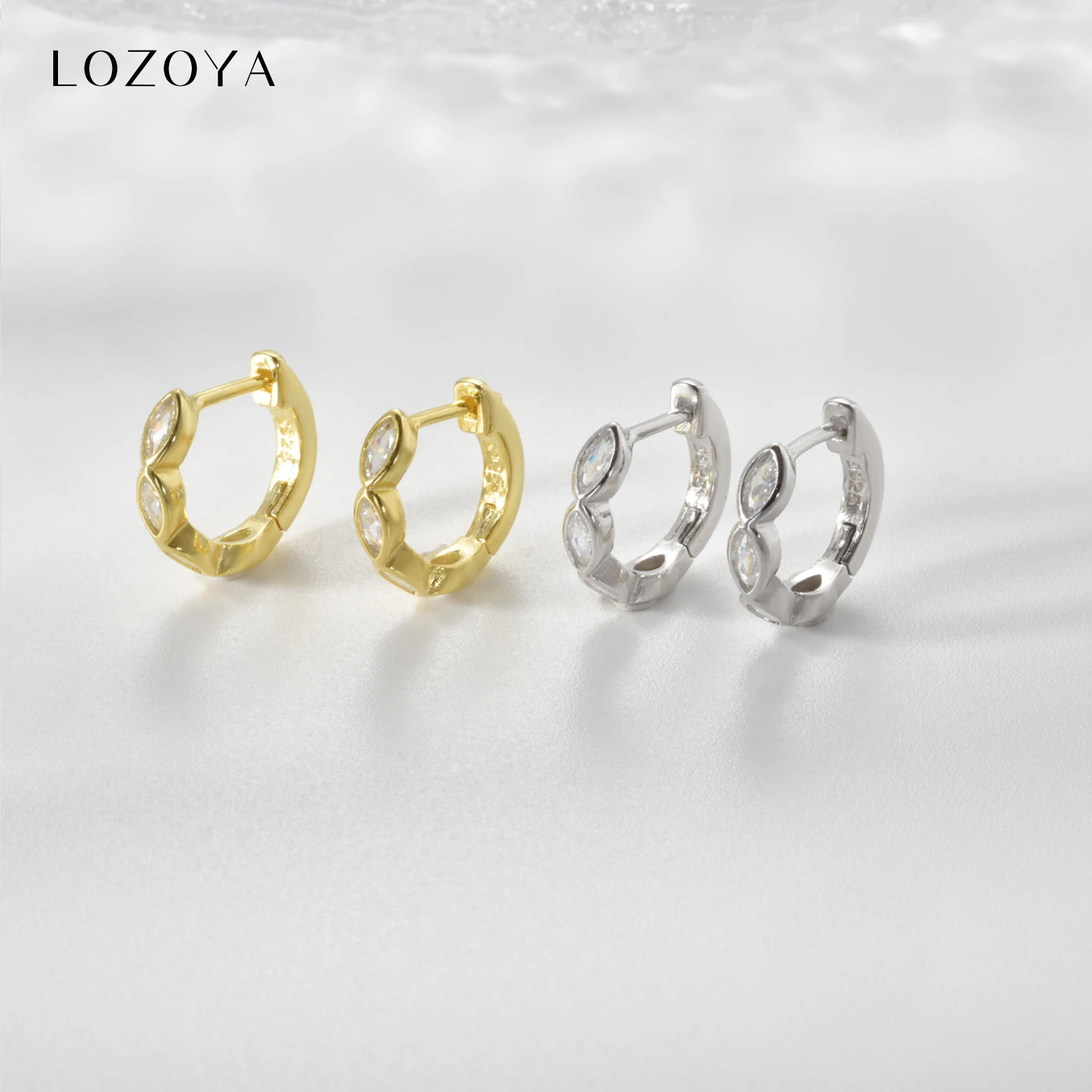 

LOZOYA 100% 925 Sterling Silver Gold 9mm Huggies Hoop Earrings Round Rock Punk Piercing 2026 Wedding Daily Women Fine Jewelry