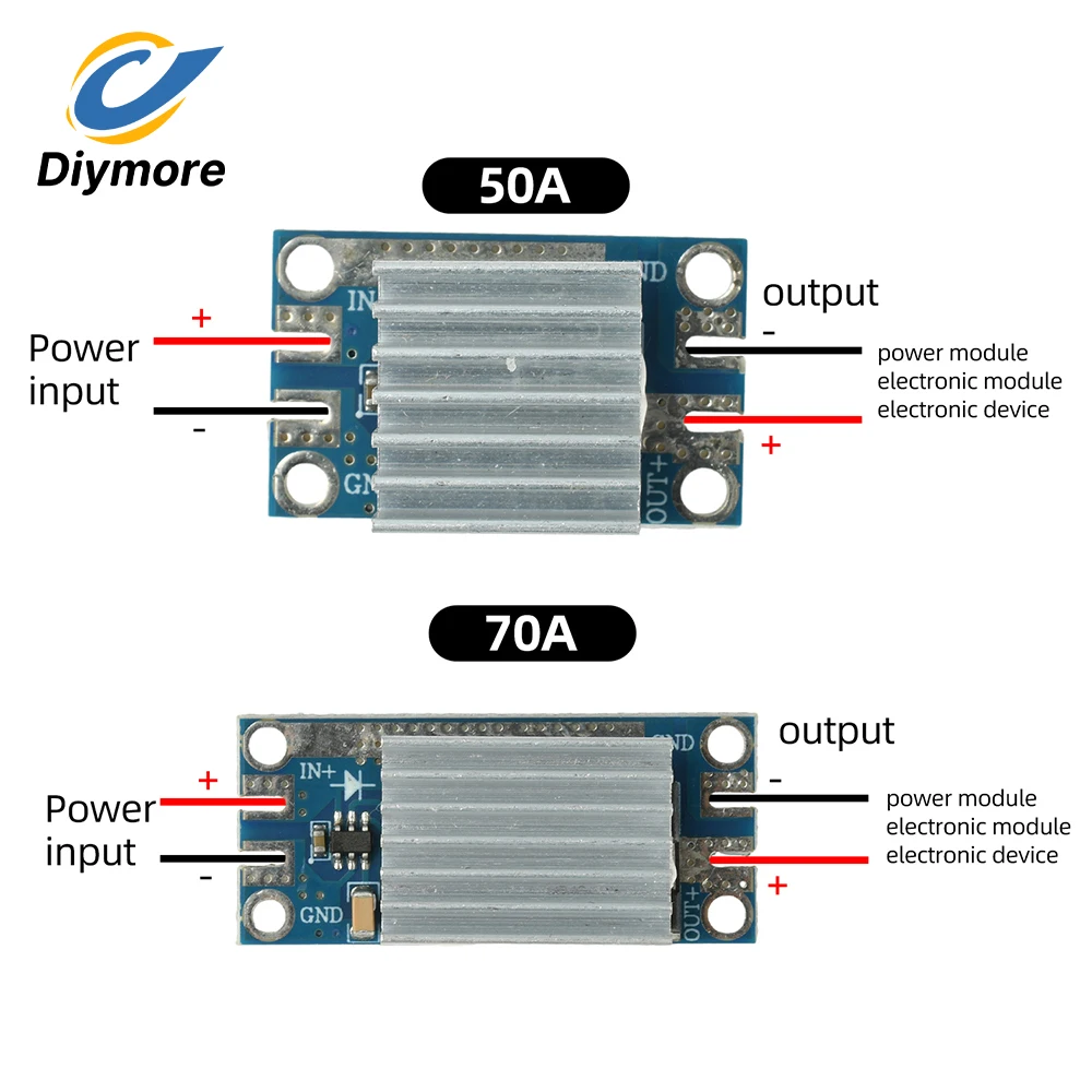 Ideal Diode Module 50A/70A DC4-90V Wide Voltage Low Dropout Anti-Backflow Anti-Reverse Protection For Solar Charging DIY Power