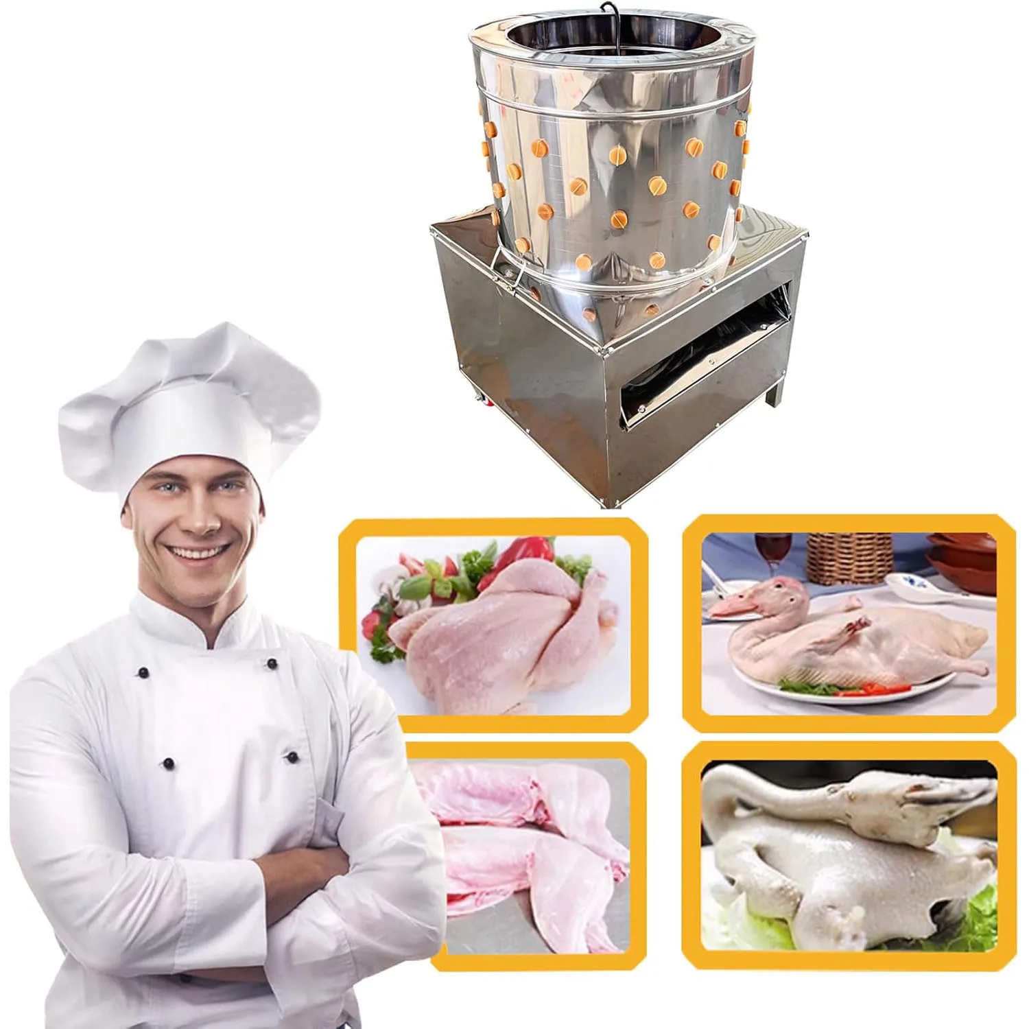 آلة نتف الدجاج التركية التجارية آلة إزالة شعر ريش الدواجن مع 10 أصابع مطاطية 1400 دورة في الدقيقة