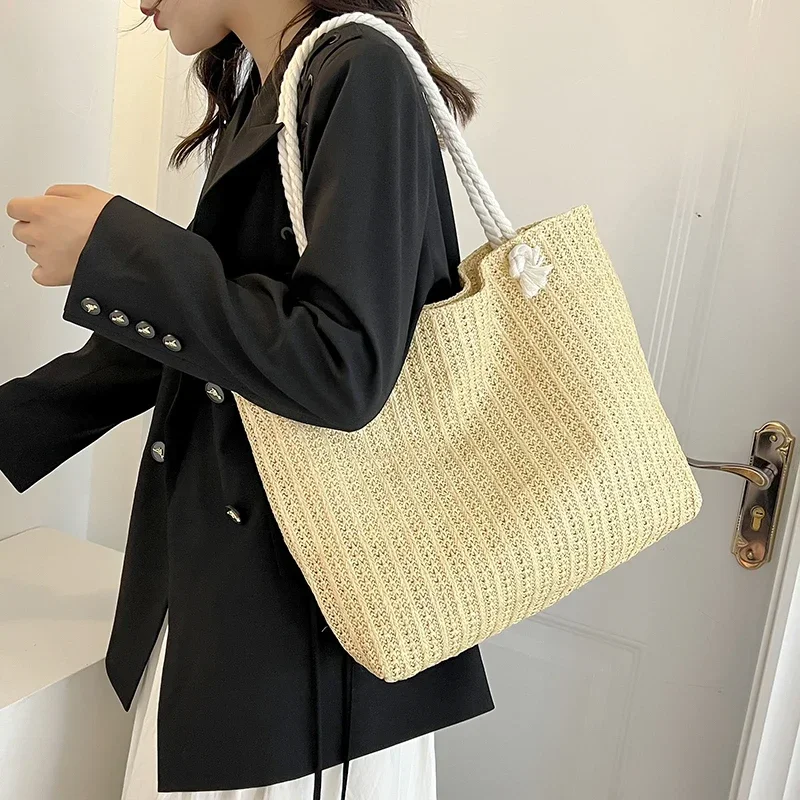 VL-029 Popular Large Capacity Girls Handmade Weave Straw Bag Bohemian Style Shopper Tote Beach Handbags