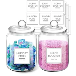 Laundry Pods Glass Jars - Half Gallon Airtight Containers for Organization and Storage Laundry Room Detergents Powder