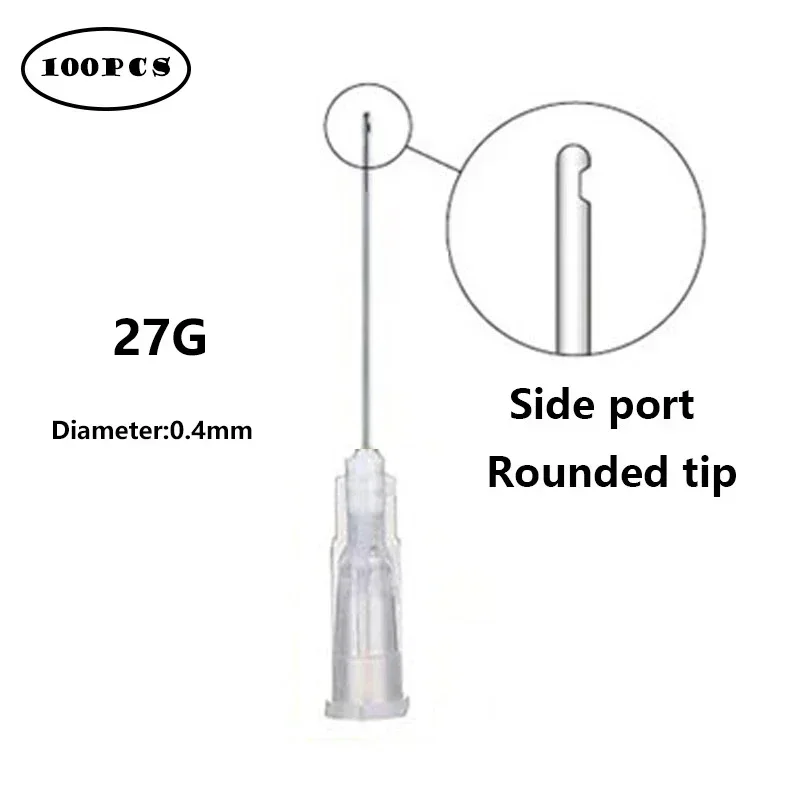 

100Pcs Dental Irrigation Needle Tip Endo 23G/25G/27G/30Ga 30G End-Closed Side Hole Endo Syringe Root Canal Washing Needle Tip