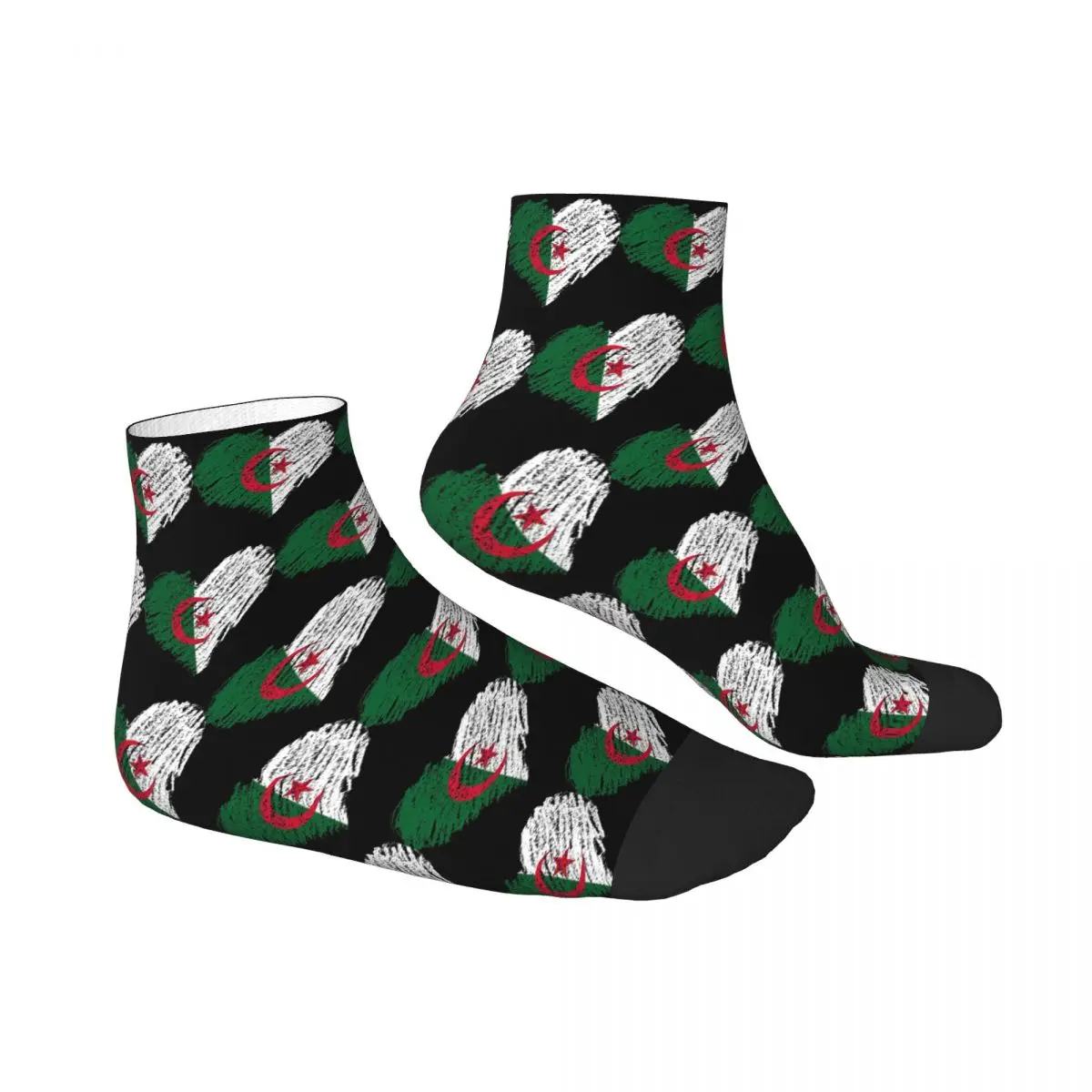 Scribble I Love Algeria Flag Socks Harajuku Sweat Absorbing Stockings All Season Socks Accessories for Man Woman Christmas Gifts