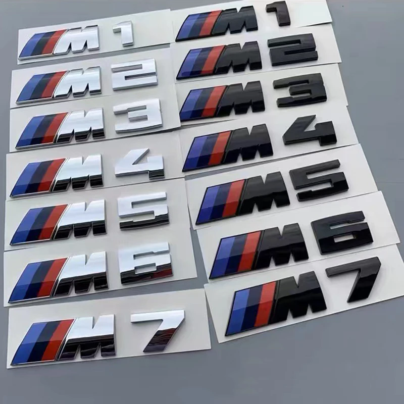 3d ABS Chrome Black Logo M1 M2 M3 M4 M5 M6 M7 Emblem Car Fender Badge Rear Trunk Sticker For BMW M1 M2 M3 M4 M5 M6 M7 Accessorie