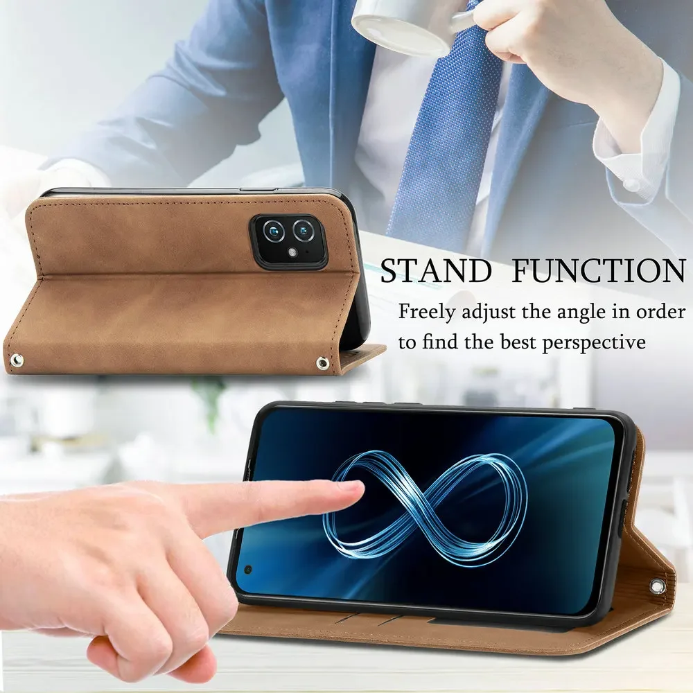 Zenfone 10 9 7 8 Flip Case Leather Smooth Wallet Skin for Asus Zenfone 8 Rog Phone 6 Pro 7 Ultimate 6D Zenfone10 ZS590KS Cover