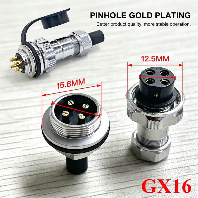16mm Aviation Plug Metal 2 3 4 5 6 7 8 9 10 Pin GX16 IP67 Waterproof  Male Female Connector Gold-plated Industrial Socket 4A-7A