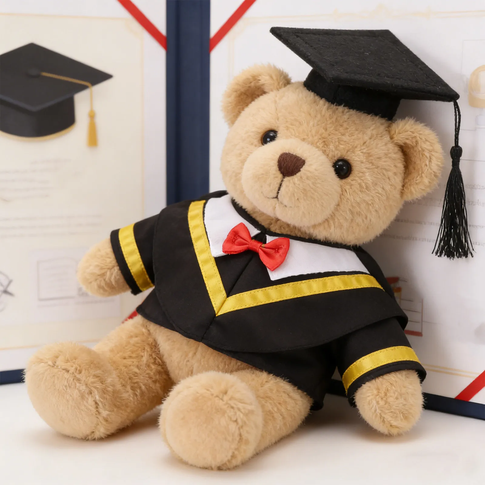 1Set Graduation Bear Outfit Cap Gown Small Stuffed Animal Costume Graduation Bear Clothes Keepsake and Display Use