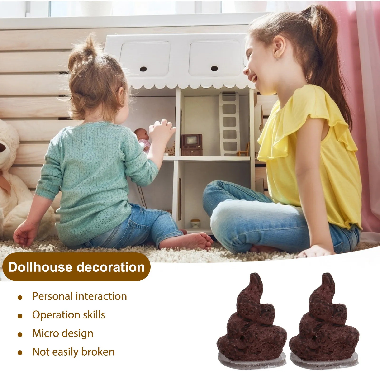 5Pcs Mini Realistic Fake Poop Resin Prank Decoration Micro Landscape Cute Funny Party Game Kid Gag