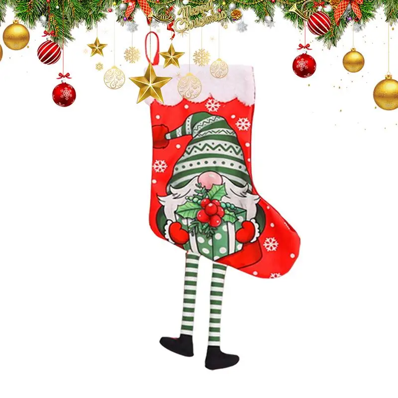 Christmas Stocking Ornaments Long Leg Gnome Christmas Stocking Decorative Christmas Tree Decorations Wall Window Decor Home