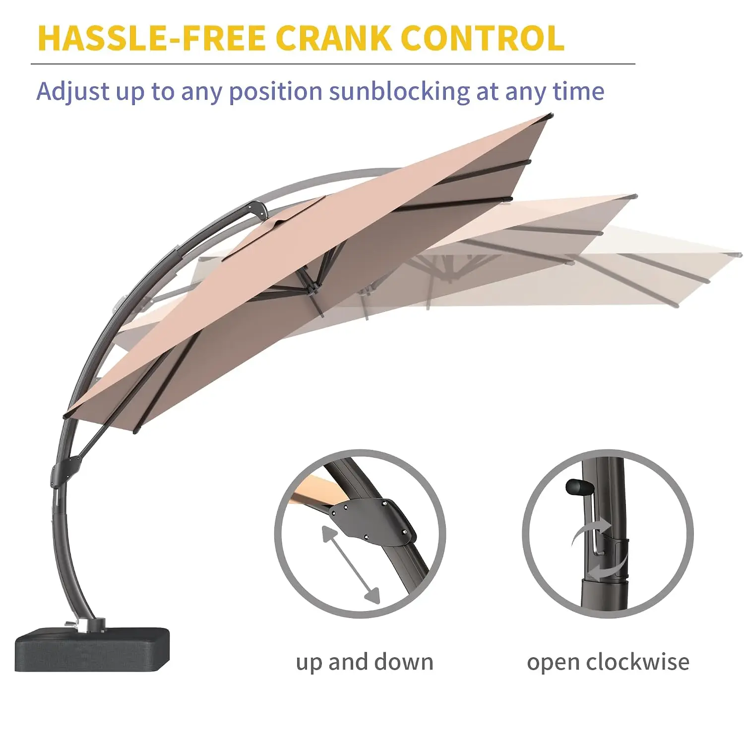 10x10 FT Cantilever Patio Umbrella with Base Included, Large Square Offset Outdoor Pool Umbrella, 360° Rotation, Customized