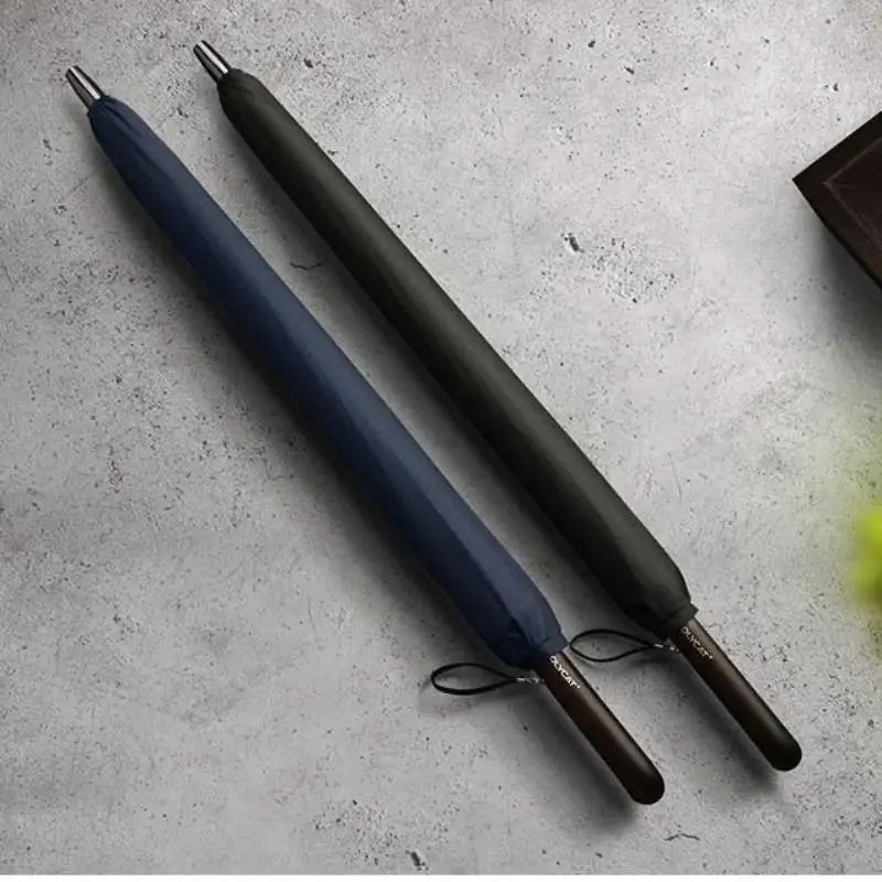  Minimalist Retro Long Wooden Handle Umbrella High-end 24 Bone Thickened Reinforced Sturdy Windproof Men's Business Umbrella