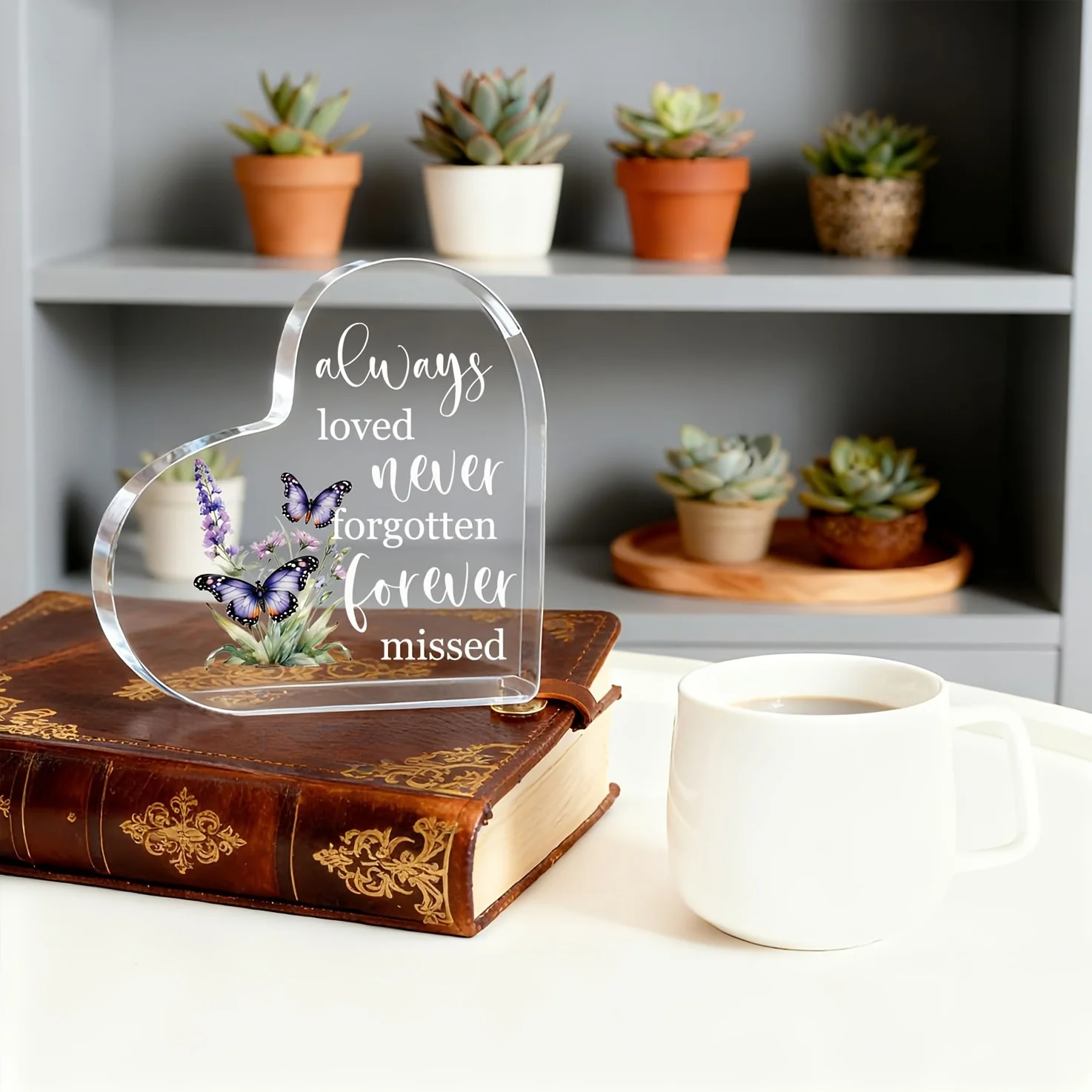 Memorial Gift/Remembrance Decorative Plaque - Heart-Shaped Acrylic Sign with 