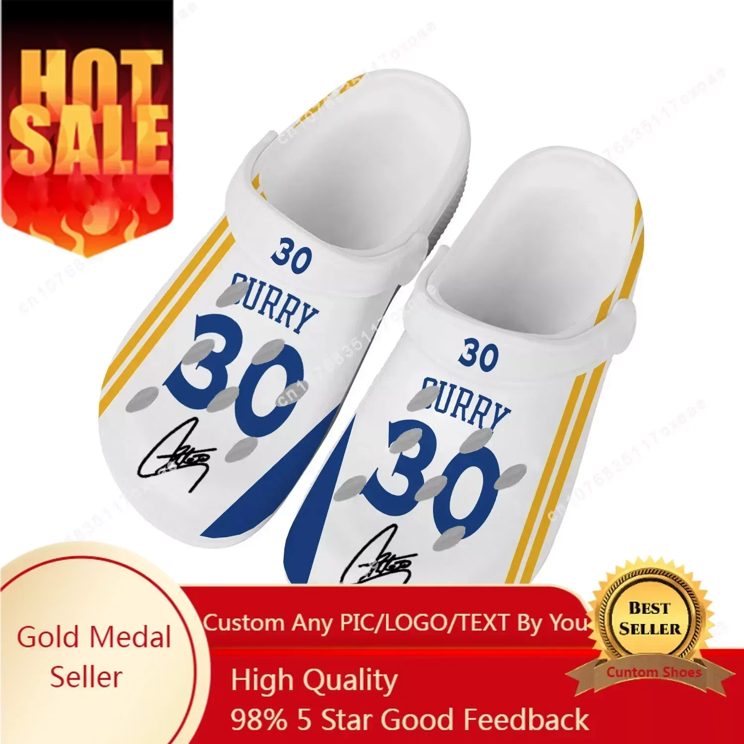 

Golden basketball Home Clog Mens Women Youth Boy Girl Sandals chef Stephen Curry NO 30 Shoes Custom Shoe Beach Hole Slippers