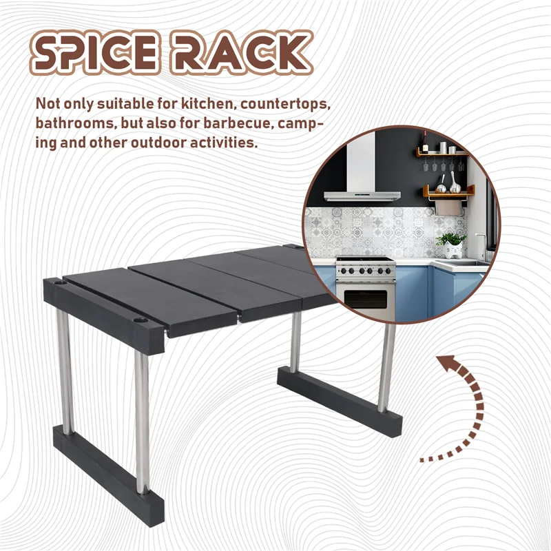 Y51A-Kitchen Cabinet Counter Shelf Organizer Expandable Stackable Spice Rack For Dish Sauce