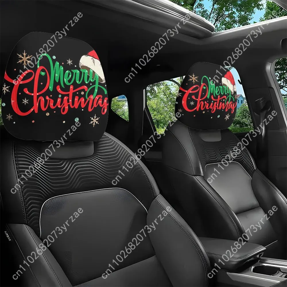 

Merry Christmas Car Seat Headrest Cover (2pcs) Environmentally Friendly Headrest Protector Breathable Comfortable Vehicle Decor