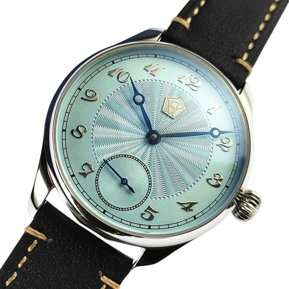 Montre mécanique manuelle pour hommes Silver Stud Roasted Blue Pin ST3621 Sport Vintage Business Montre étanche pour hommes