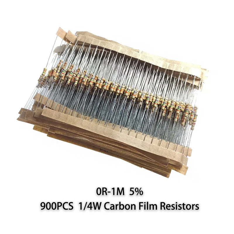 900pcs 45 Values Carbon Film Resistor 1/4W 5% 0R ohm-1M ohm for DIY Projects and Experiments
