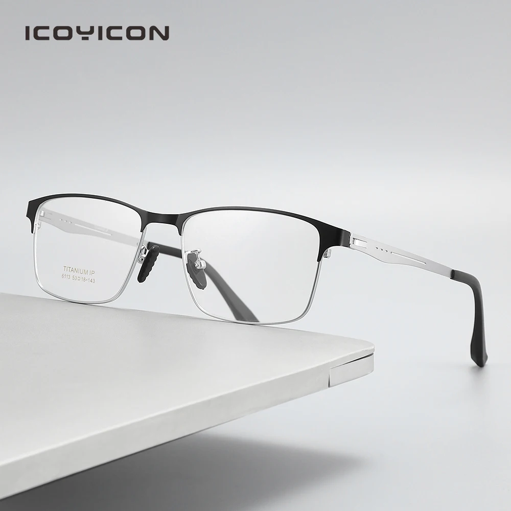 Myopia And Hyperopia Prescription Glasses Titanium Eyeglasses Screwless Men's Business Classic Fashion Optical Eyewear 6113