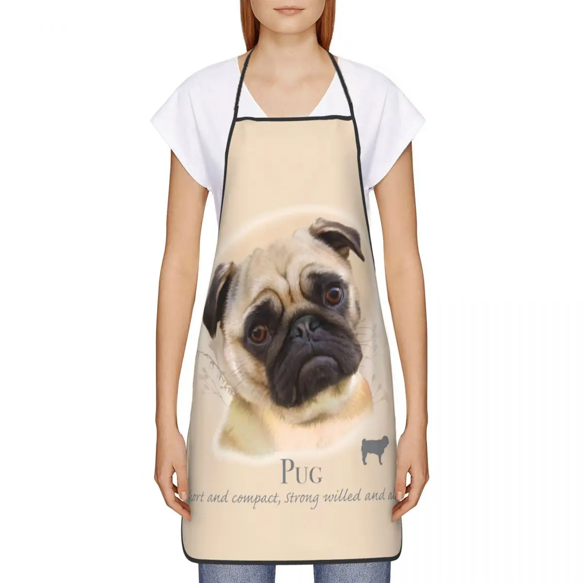 Funny Pug Dog Bib Apron Men Women Unisex Kitchen Chef Pet Animal Tablier Cuisine for Cooking Baking Gardening