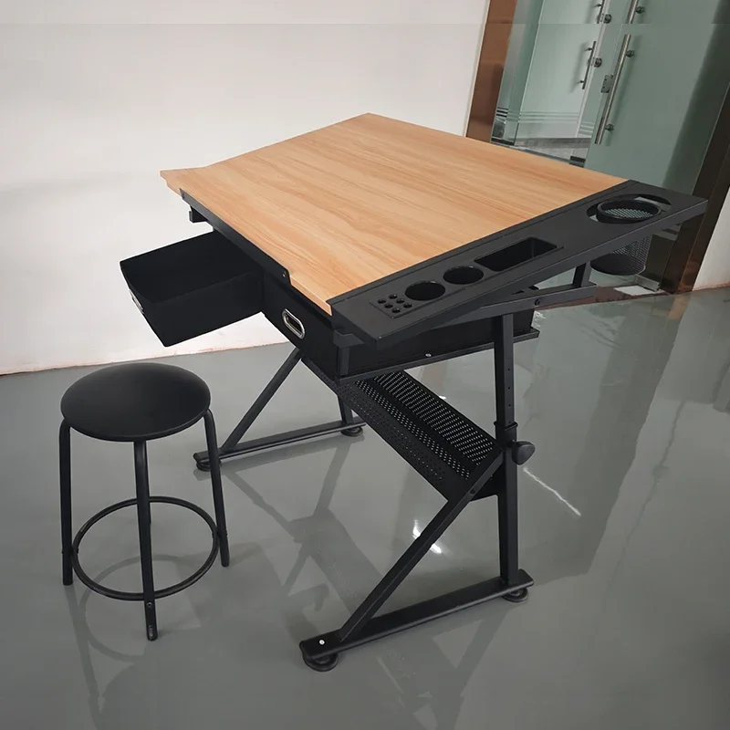 

A Tiltable Tabletop Stool and Storage Drawer for Reading Writing Art Craft Work Station
