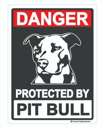 Danger Protected by Pitbull Sign 9x12 Metal Beware of Dog