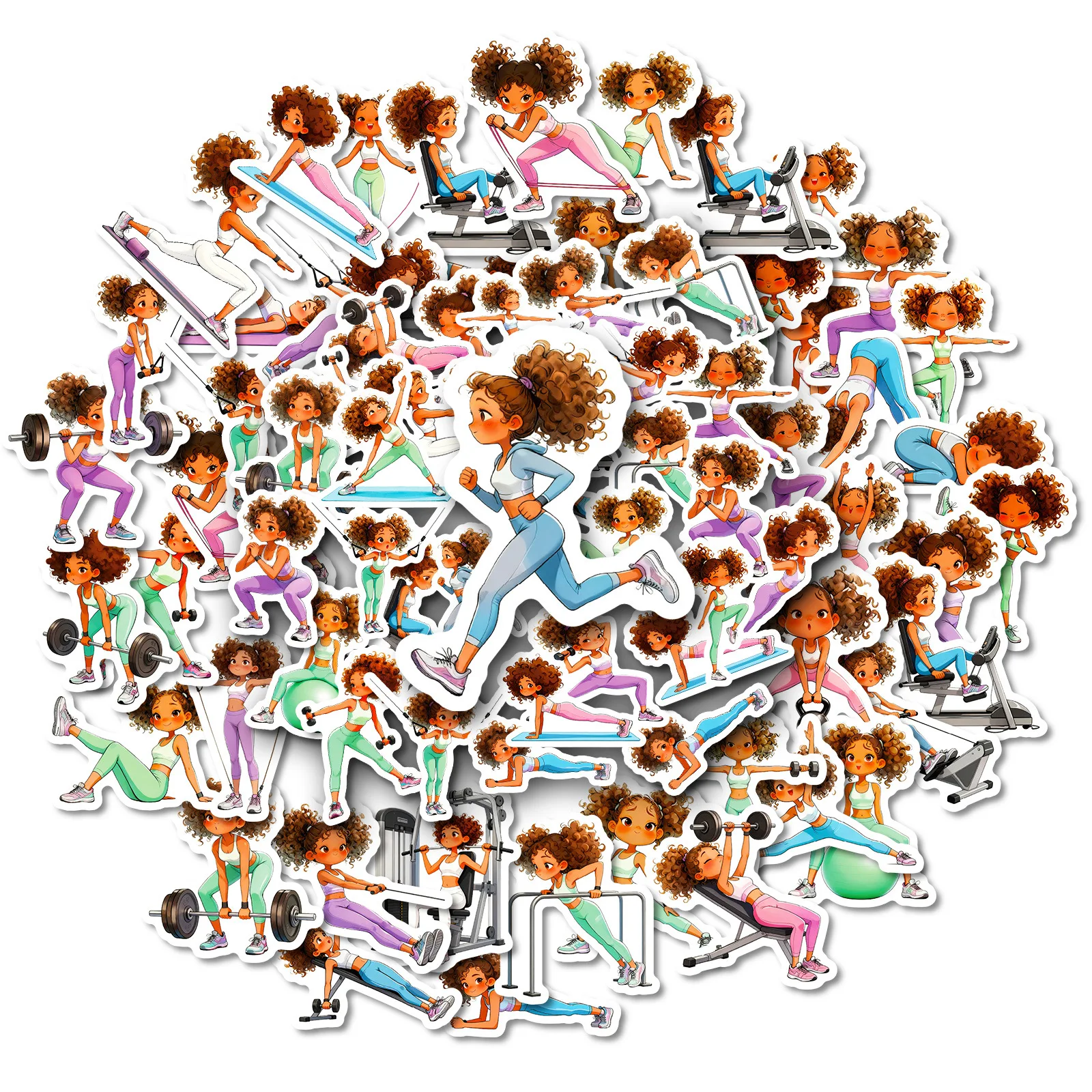 

10/30/56PCS Cartoon Sports Girl Graffiti Sticker DIY Decoration Mobile Phone Case Notebook Water Cup Toy Gift Sticker