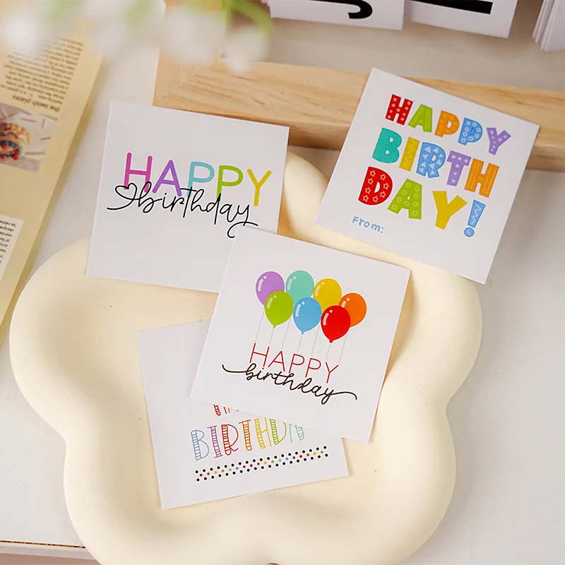 50 ピース/バッグカラーハッピーバースデーカードビジネスパッケージ挿入誕生日ケーキ装飾カード家族学生、仕事、オフィス用