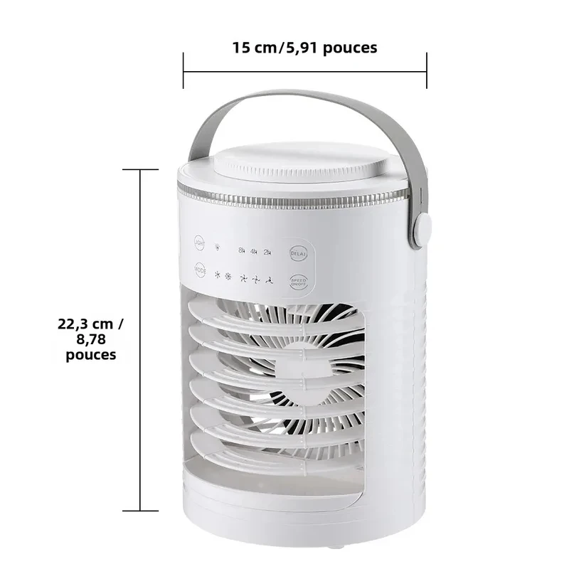 portable mini 3 in 1 fan air conditioner household air cooler led color night light humidifier air adjustment fan office homefan
