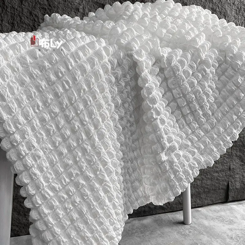 نسيج فقاعي منقوش ثلاثي الأبعاد، مرن وصديق للبشرة، قبعة راقية، فستان، بنطلون، قماش مصمم الملابس #5