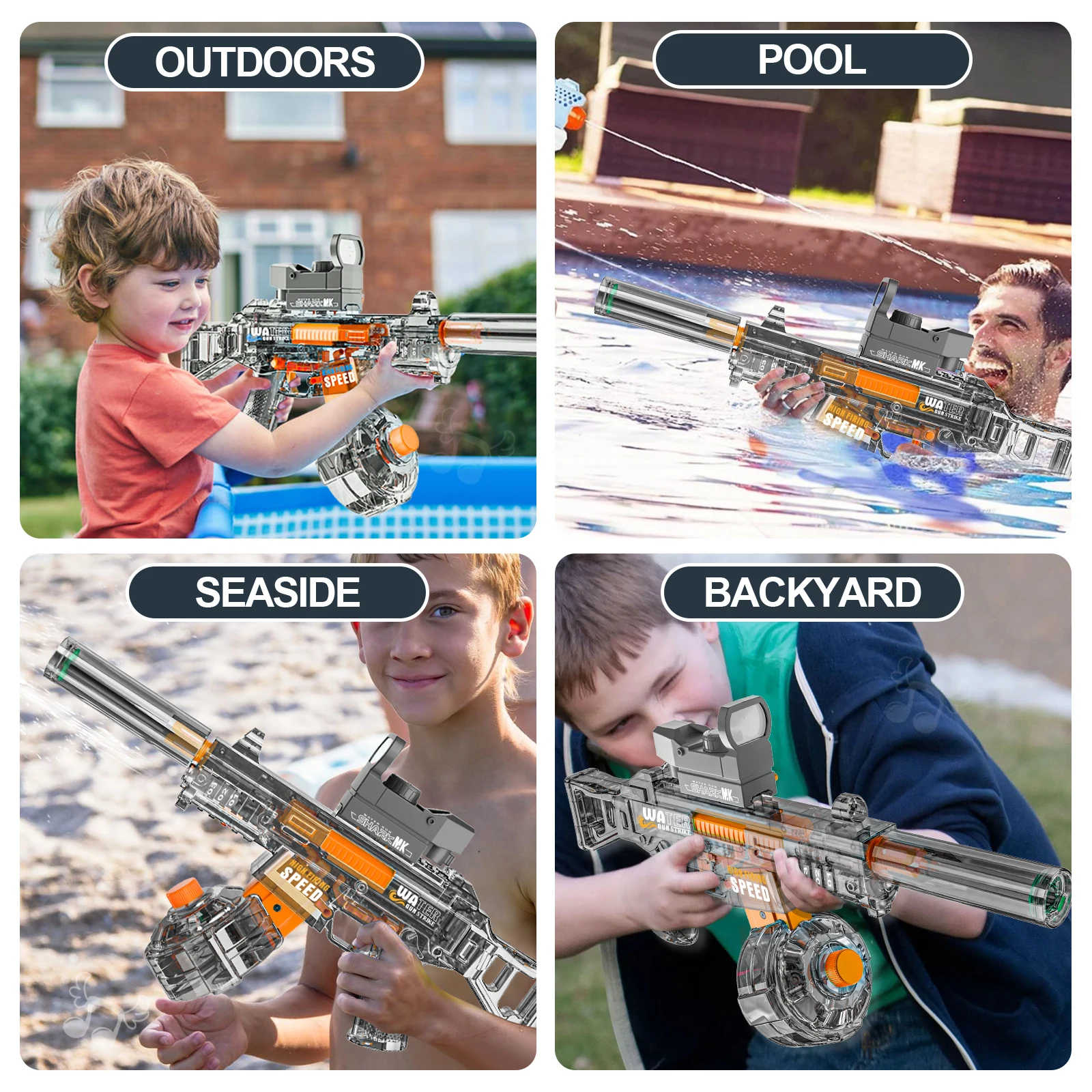 New Electric Automatic Water Gun with Light Spray Water Continuously High-Pressure High-Speed Summer Outdoor Sprinkler Toys