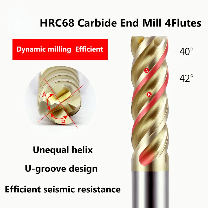 HRC68 1 2 3 4 5 6 8 10 utensili da taglio per fresatura in metallo duro a forma di U Big Chip Remover fresa per acciaio al tungsteno fresa per macchina CNC
